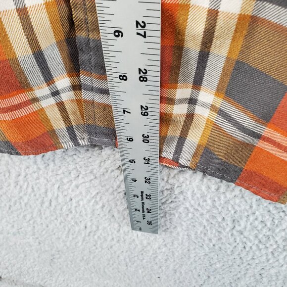 Eddie Bauer Men’s Classic Fit Orange Plaid Shirt Size XL Long Sleeve Pockets - Picture 4 of 7